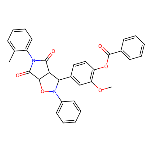 [2-methoxy-4-[5-(2-methylphenyl)-4,6-dioxo-2-phenyl-3a,6a-dihydro-3H-pyrrolo[3,4-d][1,2]oxazol-3-yl]phenyl] benzoate structure
