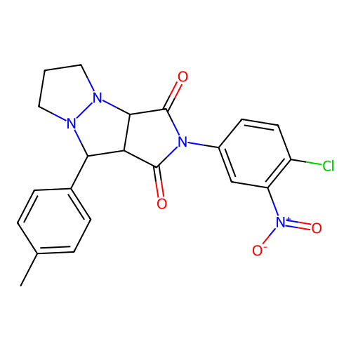 2-(4-chloro-3-nitrophenyl)-9-(4-methylphenyl)tetrahydro-5H-pyrazolo[1,2-a]pyrrolo[3,4-c]pyrazole-1,3(2H,3aH)-dione structure