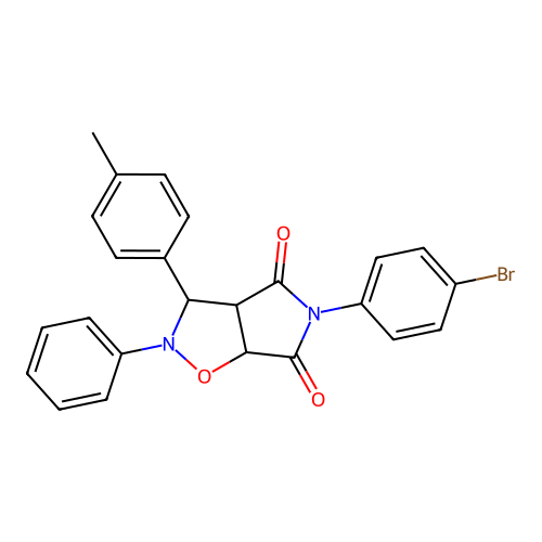 3-(4-bromophenyl)-8-(4-methylphenyl)-7-phenyl-6-oxa-3,7-diazabicyclo[3.3.0]octane-2,4-dione structure