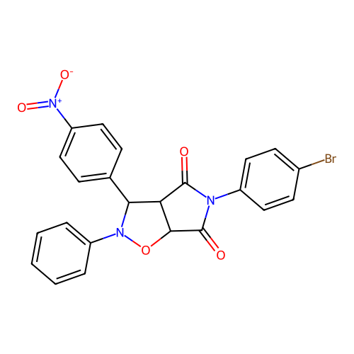 3-(4-bromophenyl)-8-(4-nitrophenyl)-7-phenyl-6-oxa-3,7-diazabicyclo[3.3.0]octane-2,4-dione structure