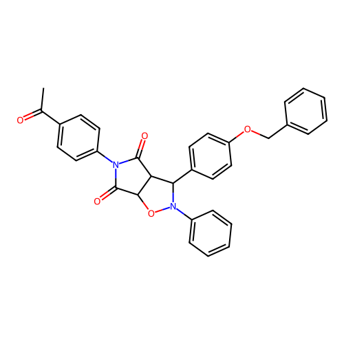 5-(4-acetylphenyl)-2-phenyl-3-(4-phenylmethoxyphenyl)-3a,6a-dihydro-3H-pyrrolo[3,4-d][1,2]oxazole-4,6-dione structure