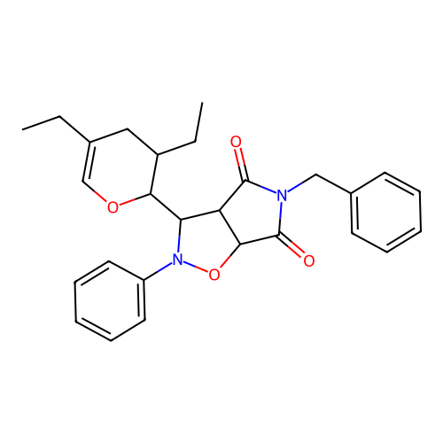 5-benzyl-3-(3,5-diethyl-3,4-dihydro-2H-pyran-2-yl)-2-phenyl-3a,6a-dihydro-3H-pyrrolo[3,4-d][1,2]oxazole-4,6-dione structure