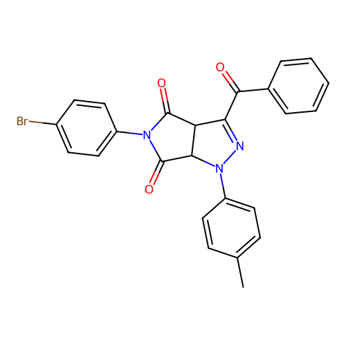 3-benzoyl-5-(4-bromophenyl)-1-(4-methylphenyl)-3a,6a-dihydropyrrolo[3,4-c]pyrazole-4,6-dione structure