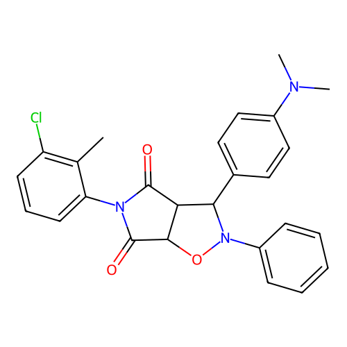 5-(3-chloro-2-methylphenyl)-3-(4-(dimethylamino)phenyl)-2-phenyldihydro-2H-pyrrolo[3,4-d]isoxazole-4,6(5H,6aH)-dione structure