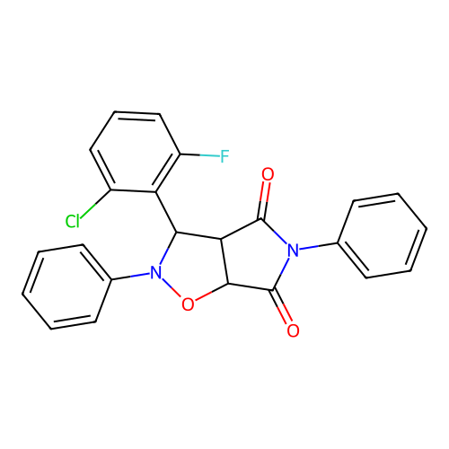 8-(2-chloro-6-fluoro-phenyl)-3,7-diphenyl-6-oxa-3,7-diazabicyclo[3.3.0]octane-2,4-dione structure