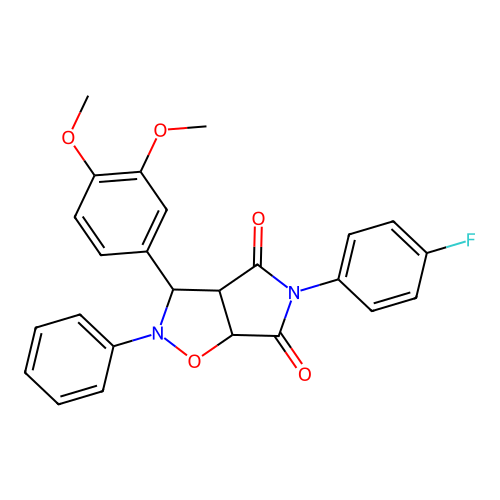 3-(3,4-dimethoxyphenyl)-5-(4-fluorophenyl)-2-phenyl-3a,6a-dihydro-3H-pyrrolo[3,4-d][1,2]oxazole-4,6-dione structure