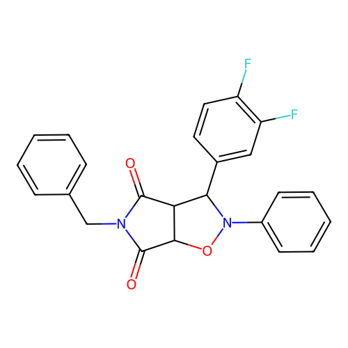 3-benzyl-8-(3,4-difluorophenyl)-7-phenyl-6-oxa-3,7-diazabicyclo[3.3.0]octane-2,4-dione structure