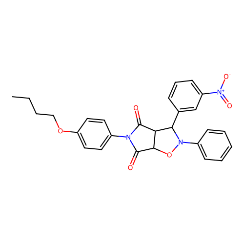 3-(4-butoxyphenyl)-8-(3-nitrophenyl)-7-phenyl-6-oxa-3,7-diazabicyclo[3.3.0]octane-2,4-dione structure