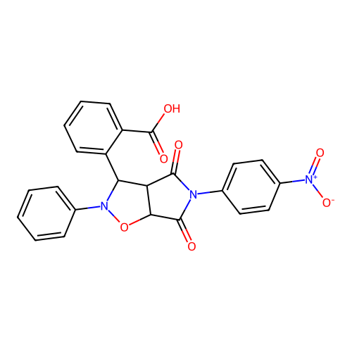 2-(5-(4-nitrophenyl)-4,6-dioxo-2-phenylhexahydro-2H-pyrrolo[3,4-d]isoxazol-3-yl)benzoic acid structure