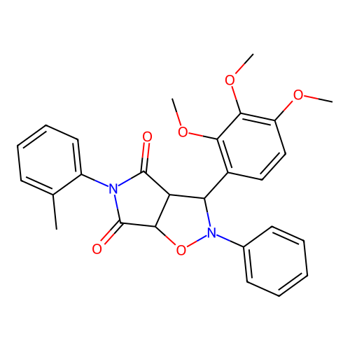 2-phenyl-5-(o-tolyl)-3-(2,3,4-trimethoxyphenyl)dihydro-2H-pyrrolo[3,4-d]isoxazole-4,6(5H,6aH)-dione structure