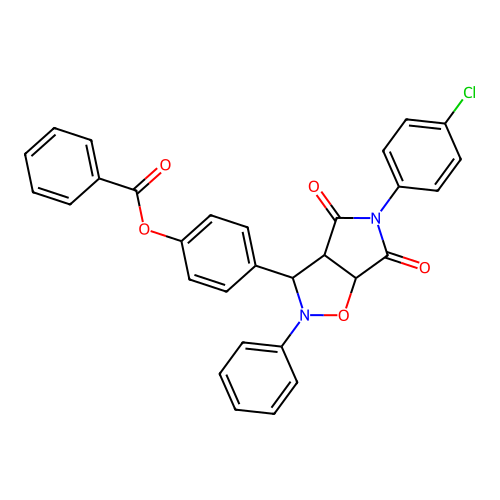 [4-[3-(4-chlorophenyl)-2,4-dioxo-7-phenyl-6-oxa-3,7-diazabicyclo[3.3.0]oct-8-yl]phenyl] Benzoate structure