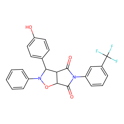 3-(4-hydroxyphenyl)-2-phenyl-5-(3-(trifluoromethyl)phenyl)dihydro-2H-pyrrolo[3,4-d]isoxazole-4,6(5H,6aH)-dione structure