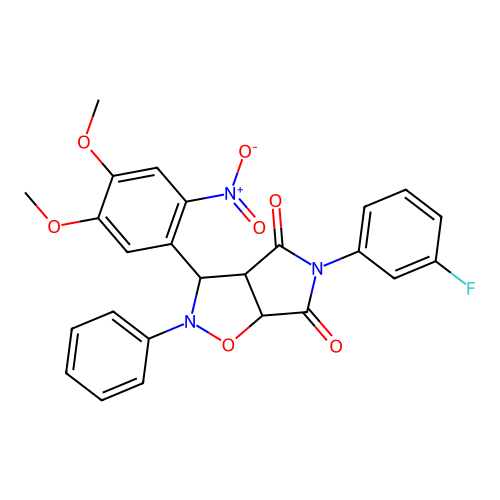 3-(4,5-dimethoxy-2-nitrophenyl)-5-(3-fluorophenyl)-2-phenyl-3a,6a-dihydro-3H-pyrrolo[3,4-d][1,2]oxazole-4,6-dione structure