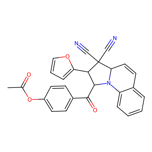 [4-[3,3-dicyano-2-(furan-2-yl)-2,3a-dihydro-1H-pyrrolo[1,2-a]quinoline-1-carbonyl]phenyl] acetate structure