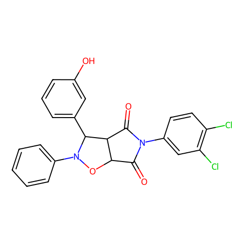 3-(3,4-dichlorophenyl)-8-(3-hydroxyphenyl)-7-phenyl-6-oxa-3,7-diazabicyclo[3.3.0]octane-2,4-dione structure