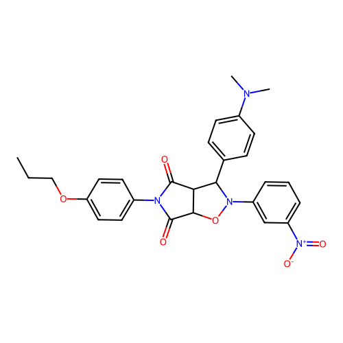 3-(4-(dimethylamino)phenyl)-2-(3-nitrophenyl)-5-(4-propoxyphenyl)dihydro-2H-pyrrolo[3,4-d]isoxazole-4,6(5H,6aH)-dione structure