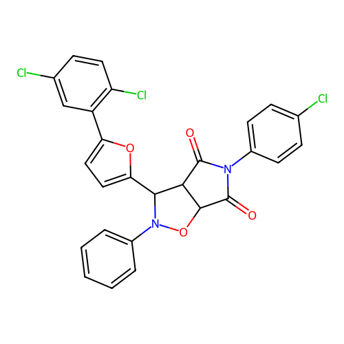 5-(4-chlorophenyl)-3-(5-(2,5-dichlorophenyl)furan-2-yl)-2-phenyldihydro-2H-pyrrolo[3,4-d]isoxazole-4,6(5H,6aH)-dione structure