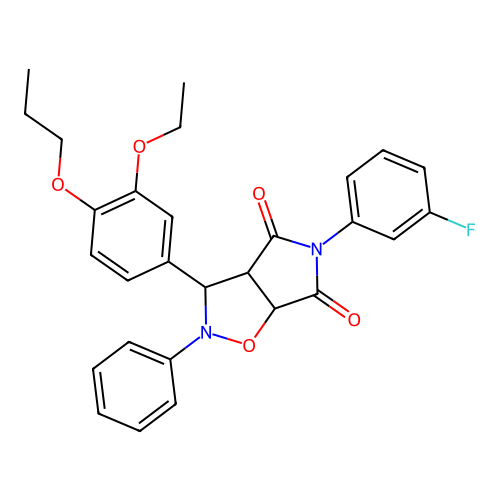 3-(3-ethoxy-4-propoxyphenyl)-5-(3-fluorophenyl)-2-phenyl-3a,6a-dihydro-3H-pyrrolo[3,4-d][1,2]oxazole-4,6-dione structure