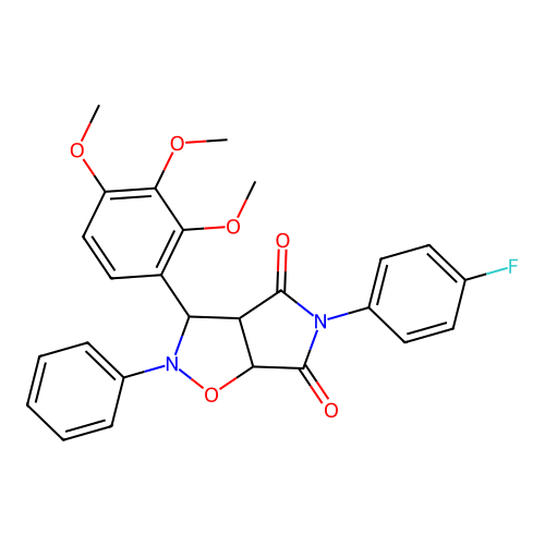 5-(4-fluorophenyl)-2-phenyl-3-(2,3,4-trimethoxyphenyl)-3a,6a-dihydro-3H-pyrrolo[3,4-d][1,2]oxazole-4,6-dione structure