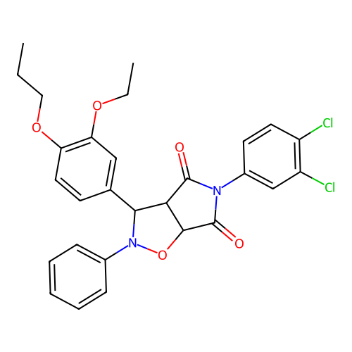 5-(3,4-dichlorophenyl)-3-(3-ethoxy-4-propoxyphenyl)-2-phenyl-3a,6a-dihydro-3H-pyrrolo[3,4-d][1,2]oxazole-4,6-dione structure
