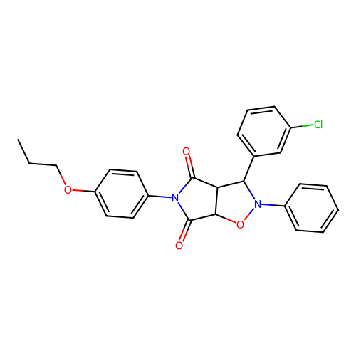 3-(3-chlorophenyl)-2-phenyl-5-(4-propoxyphenyl)-3a,6a-dihydro-3H-pyrrolo[3,4-d][1,2]oxazole-4,6-dione structure