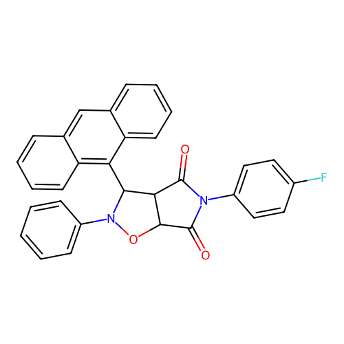3-(anthracen-9-yl)-5-(4-fluorophenyl)-2-phenyldihydro-2H-pyrrolo[3,4-d][1,2]oxazole-4,6(3H,5H)-dione structure
