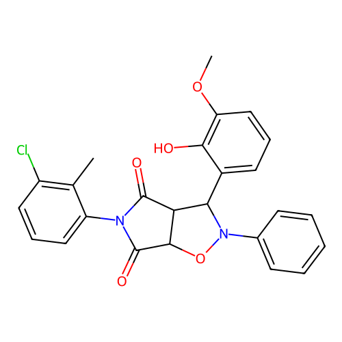 5-(3-chloro-2-methylphenyl)-3-(2-hydroxy-3-methoxyphenyl)-2-phenyl-3a,6a-dihydro-3H-pyrrolo[3,4-d][1,2]oxazole-4,6-dione structure