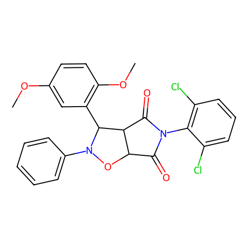 5-(2,6-dichlorophenyl)-3-(2,5-dimethoxyphenyl)-2-phenyl-3a,6a-dihydro-3H-pyrrolo[3,4-d][1,2]oxazole-4,6-dione structure