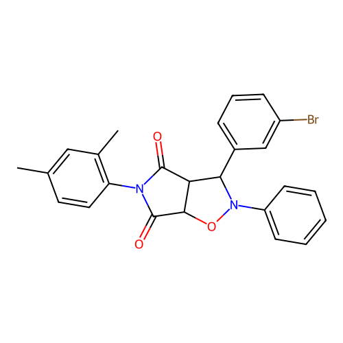 3-(3-bromophenyl)-5-(2,4-dimethylphenyl)-2-phenyl-3a,6a-dihydro-3H-pyrrolo[3,4-d][1,2]oxazole-4,6-dione structure
