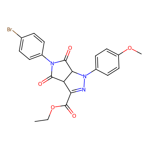 ethyl 5-(4-bromophenyl)-1-(4-methoxyphenyl)-4,6-dioxo-1,3a,4,5,6,6a-hexahydropyrrolo[3,4-c]pyrazole-3-carboxylate structure