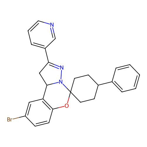9'-bromo-4-phenyl-2'-(pyridin-3-yl)-1',10b'-dihydrospiro[cyclohexane-1,5'-pyrazolo[1,5-c][1,3]benzoxazine] structure