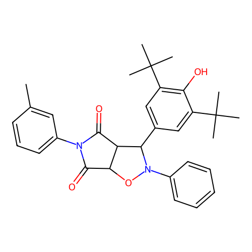 3-(3,5-di-tert-butyl-4-hydroxyphenyl)-2-phenyl-5-(m-tolyl)dihydro-2H-pyrrolo[3,4-d]isoxazole-4,6(5H,6aH)-dione structure