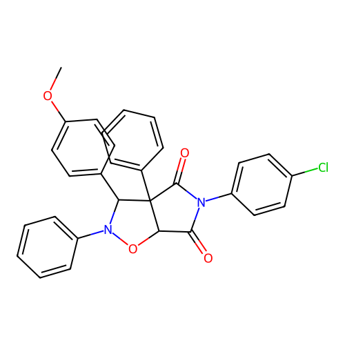 3-(4-chlorophenyl)-8-(4-methoxyphenyl)-1,7-diphenyl-6-oxa-3,7-diazabicyclo[3.3.0]octane-2,4-dione structure