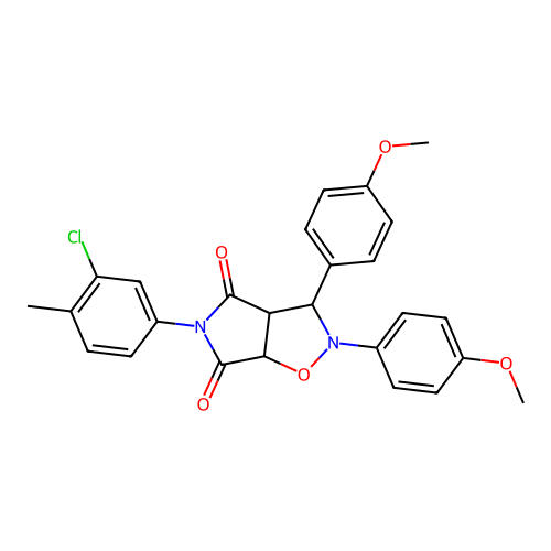 5-(3-chloro-4-methylphenyl)-2,3-bis(4-methoxyphenyl)-3a,6a-dihydro-3H-pyrrolo[3,4-d][1,2]oxazole-4,6-dione structure
