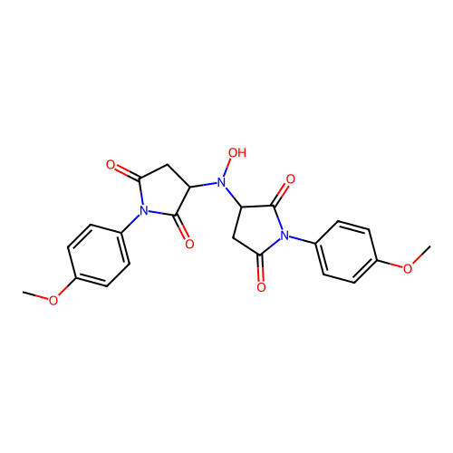 3,3'-(Hydroxyazanediyl)bis(1-(4-methoxyphenyl)pyrrolidine-2,5-dione) structure
