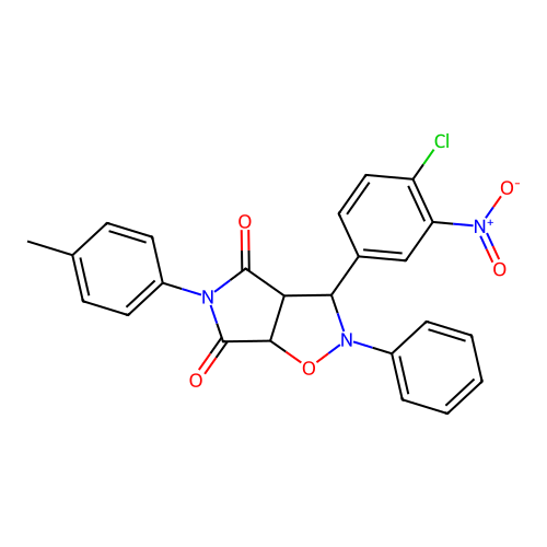 3-(4-chloro-3-nitrophenyl)-2-phenyl-5-(p-tolyl)dihydro-2H-pyrrolo[3,4-d]isoxazole-4,6(5H,6aH)-dione structure