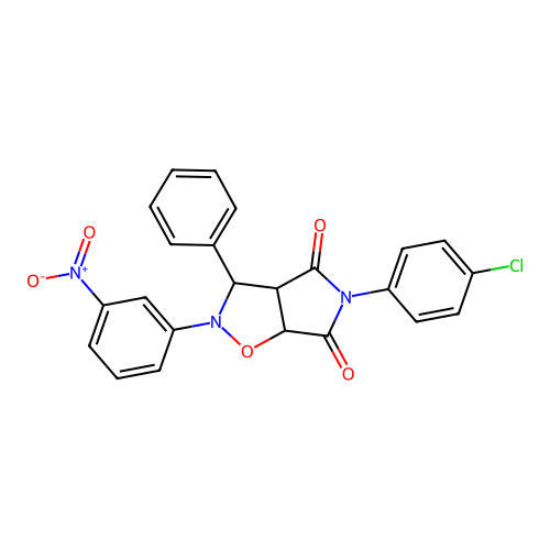 3-(4-chlorophenyl)-7-(3-nitrophenyl)-8-phenyl-6-oxa-3,7-diazabicyclo[3.3.0]octane-2,4-dione structure