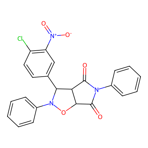 8-(4-chloro-3-nitro-phenyl)-3,7-diphenyl-6-oxa-3,7-diazabicyclo[3.3.0]octane-2,4-dione structure