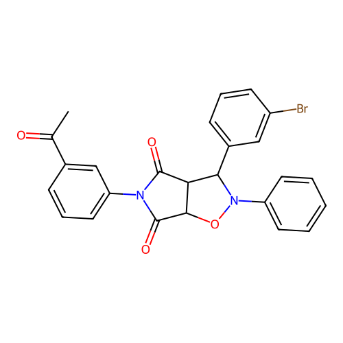 3-(3-acetylphenyl)-8-(3-bromophenyl)-7-phenyl-6-oxa-3,7-diazabicyclo[3.3.0]octane-2,4-dione structure