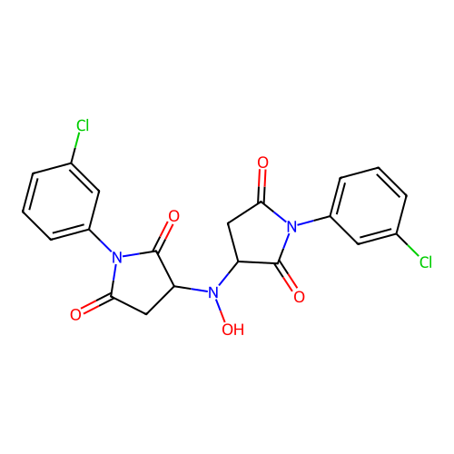 3,3'-(Hydroxyimino)bis[1-(3-chlorophenyl)pyrrolidine-2,5-dione] structure