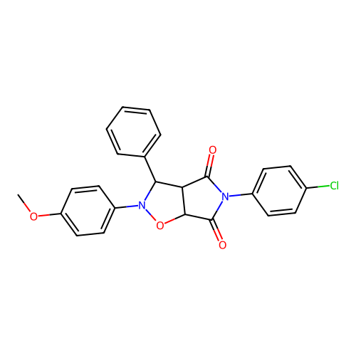 3-(4-chlorophenyl)-7-(4-methoxyphenyl)-8-phenyl-6-oxa-3,7-diazabicyclo[3.3.0]octane-2,4-dione structure