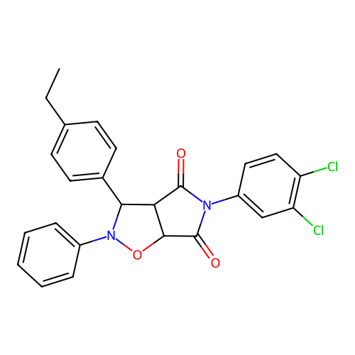 3-(3,4-dichlorophenyl)-8-(4-ethylphenyl)-7-phenyl-6-oxa-3,7-diazabicyclo[3.3.0]octane-2,4-dione structure
