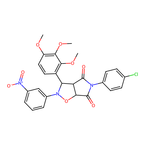 5-(4-chlorophenyl)-2-(3-nitrophenyl)-3-(2,3,4-trimethoxyphenyl)-3a,6a-dihydro-3H-pyrrolo[3,4-d][1,2]oxazole-4,6-dione structure