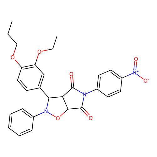 3-(3-ethoxy-4-propoxyphenyl)-5-(4-nitrophenyl)-2-phenyl-3a,6a-dihydro-3H-pyrrolo[3,4-d][1,2]oxazole-4,6-dione structure