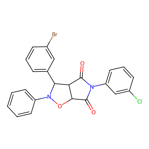 3-(3-bromophenyl)-5-(3-chlorophenyl)-2-phenyl-3a,6a-dihydro-3H-pyrrolo[3,4-d][1,2]oxazole-4,6-dione structure