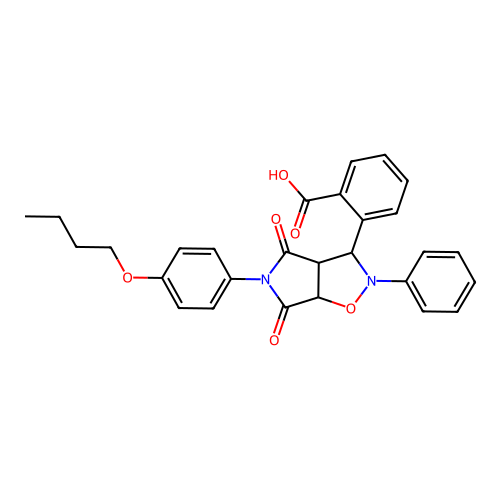 2-(5-(4-butoxyphenyl)-4,6-dioxo-2-phenylhexahydro-2H-pyrrolo[3,4-d]isoxazol-3-yl)benzoic acid structure