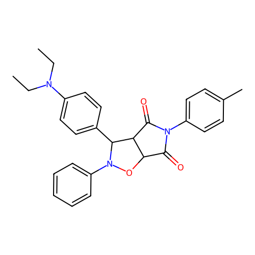 3-(4-(diethylamino)phenyl)-2-phenyl-5-(p-tolyl)dihydro-2H-pyrrolo[3,4-d]isoxazole-4,6(5H,6aH)-dione structure