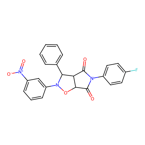 3-(4-fluorophenyl)-7-(3-nitrophenyl)-8-phenyl-6-oxa-3,7-diazabicyclo[3.3.0]octane-2,4-dione structure