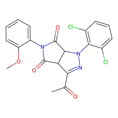 3-乙酰基-1-(2,6-二氯苯基)-5-(2-甲氧基苯基)-3a,6a-二氢吡咯并[3,4-c]吡唑-4,6-二酮 structure
