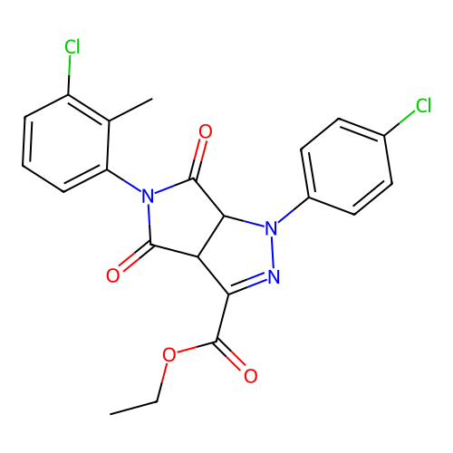 ethyl 5-(3-chloro-2-methylphenyl)-1-(4-chlorophenyl)-4,6-dioxo-1,3a,4,5,6,6a-hexahydropyrrolo[3,4-c]pyrazole-3-carboxylate structure